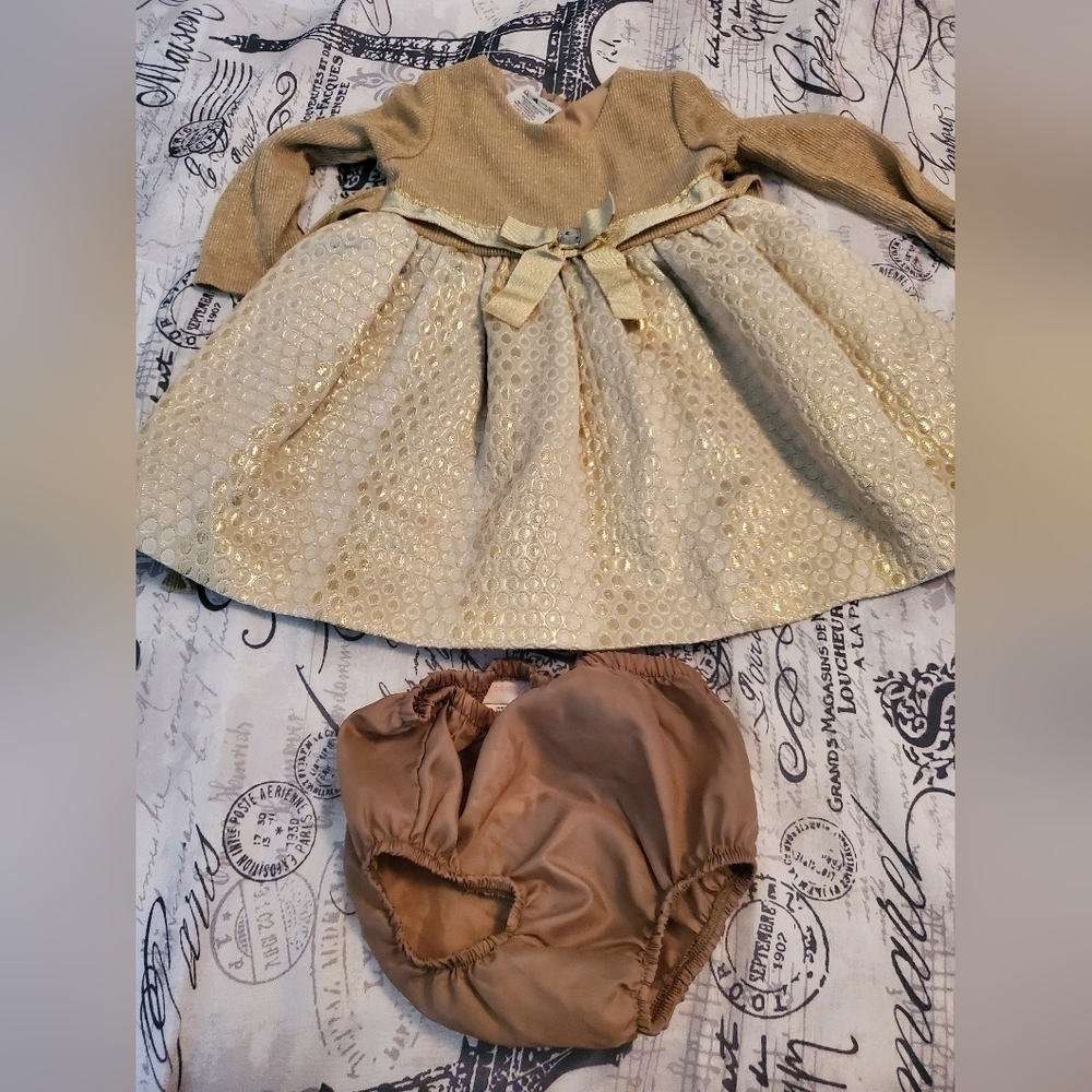 Bonnie Baby girl fancy gold dress size 12M - Picture 3 of 9